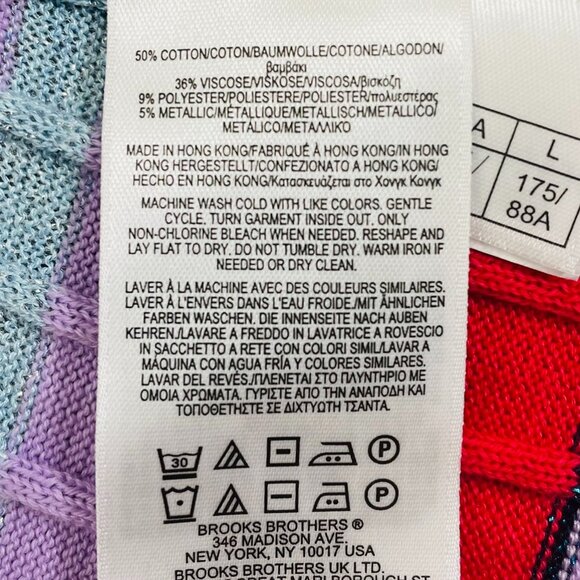 Brooks Brothers NWOT Women's Cotton Blend Metallic Striped Ribbed Sweater Size L - Picture 9 of 9